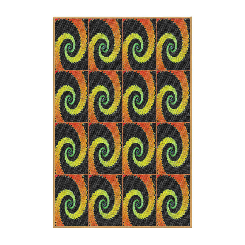 Tapis décoratif orange abstraite, Rectangle 5 pi x 8 pi