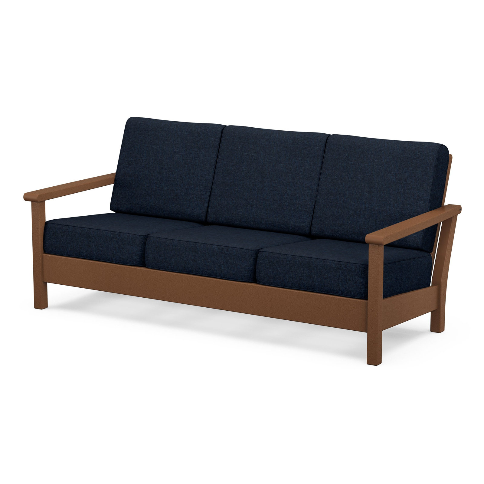 POLYWOOD® Harbour 75" Sunbrella® Patio Sofa, Marine Indigo, Teak