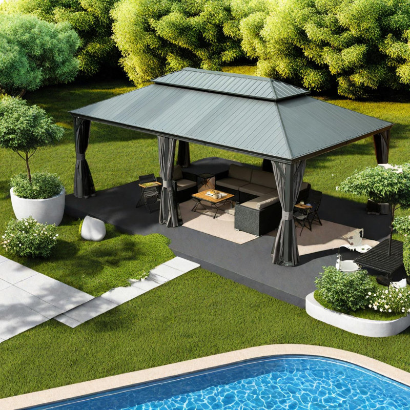 Pavillons et abris de jardin modernes (doit inclure le cadre), pavillon de jardin en acier 14 x 20