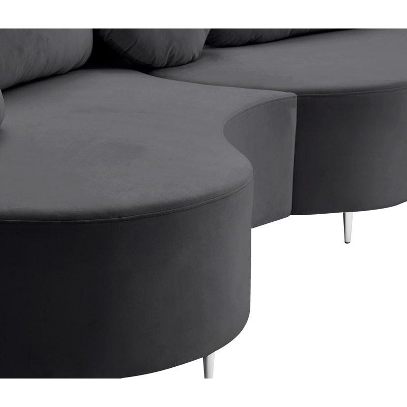 Canapé modulaire en velours Enton, Velours gris