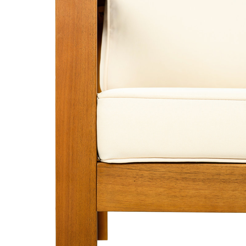 Fauteuil club d'extérieur en bois, de 4, coussins imperméables, finition, rassemblements de patio, siège beige confortable avec coussin d'eau - tissu et facile à assembler