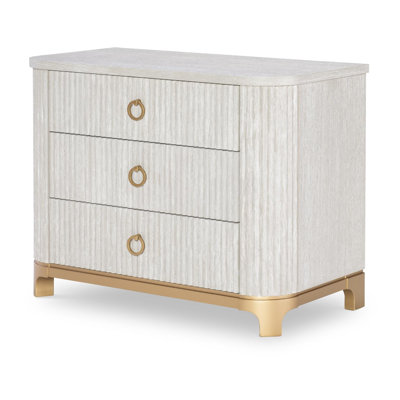 Miramar 36.5" Wide Oyster Modern Chest Nightstand Three Drawers Built-in Power Outlet