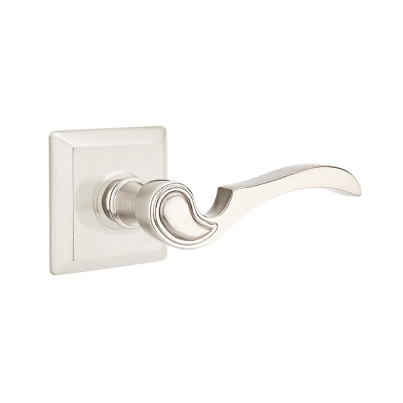 Poignée de porte avec rosette Coventry, Droite, Nickel satiné