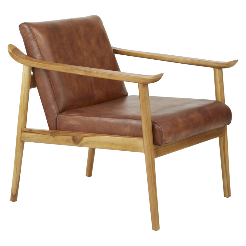 Natalie Leather Club Chair, Natural, Natural, Brown