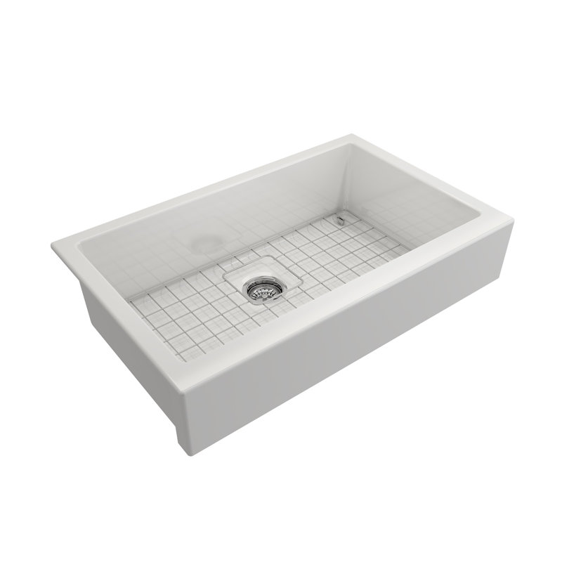 Nuova Pro 34'' L Single Bowl Fireclay Kitchen Sink, White