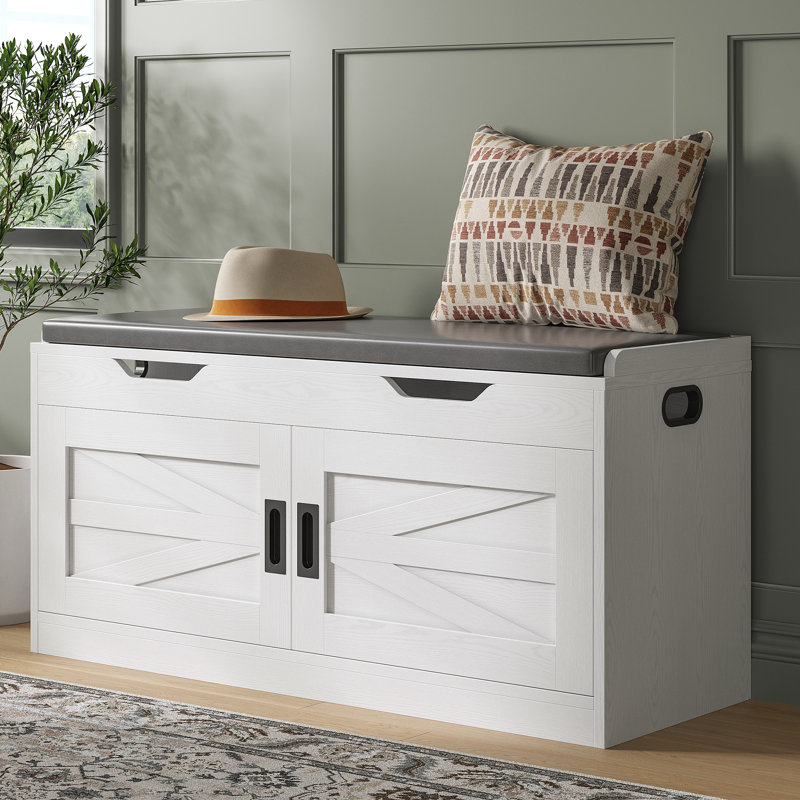 Lucy 8-12 Pair Shoe Bench with Lift Top Storage and Adjustable Shelf