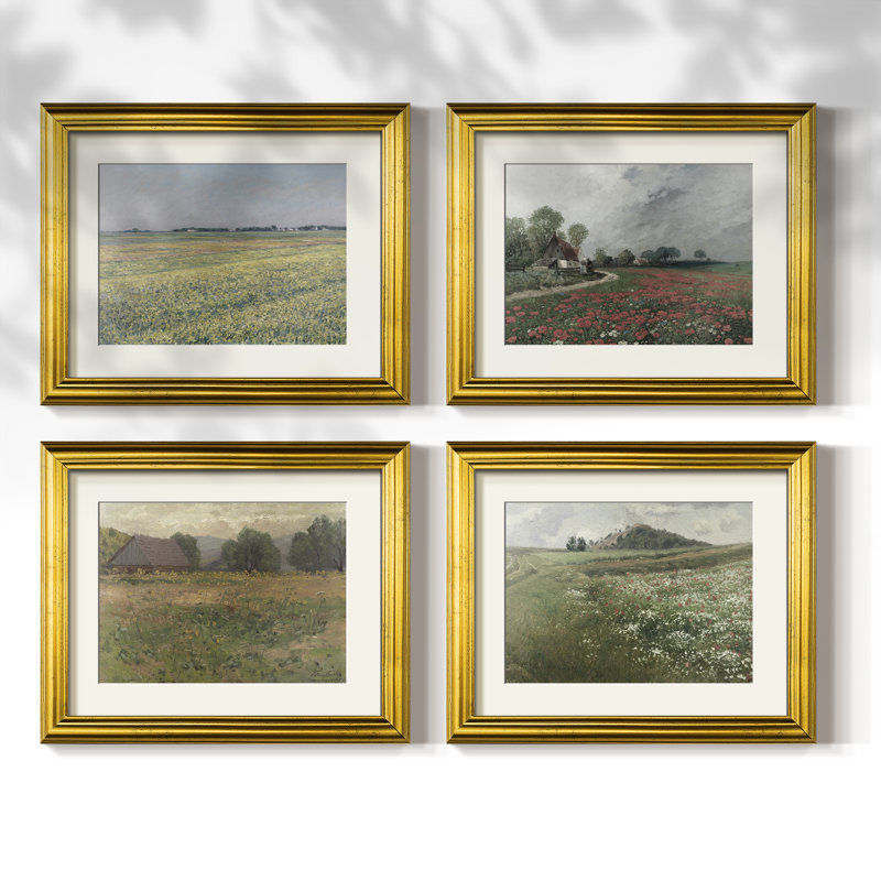 Vintage Landscape L  -4 Piece Set of Framed Prints