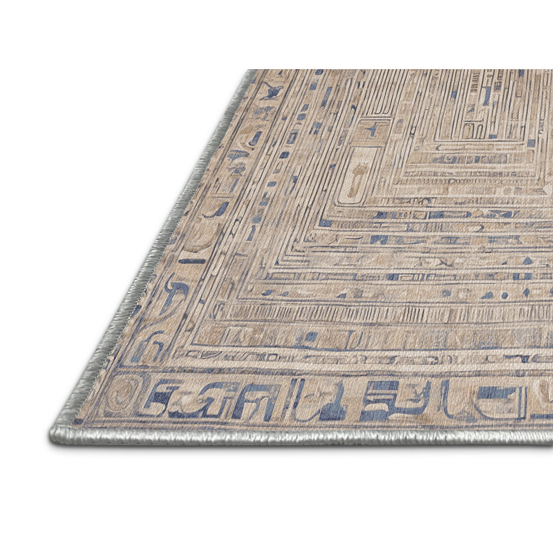Machine Washable Beige Area Rug, Round 6'