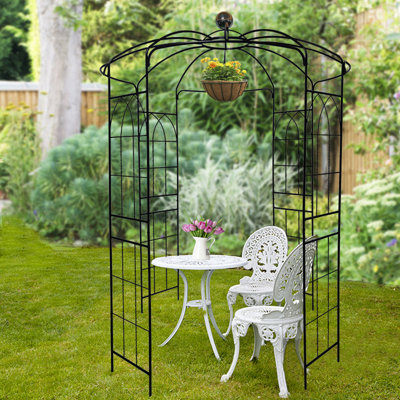 Pavillon de jardin en métal en forme de cage de pergola de 81,3 po x 114,2 po
