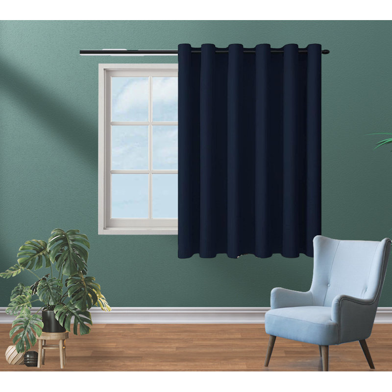 Miracal Polyester Room Darkening Single Curtain Panel Single Panel, 100" W x 95" L, Navy Blue