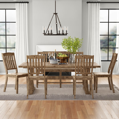 Kentish 6 - Person Extendable Pine Solid Wood Top Trestle Base Dining Set
