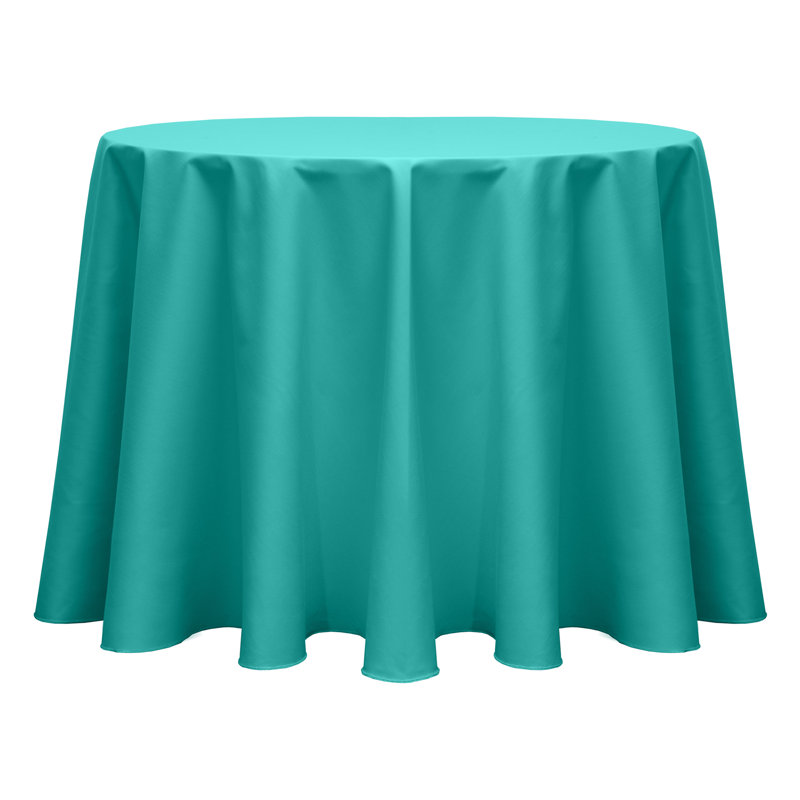 Cotton Twill Round Tablecloth, Jade, 3, 102" L x 102" W