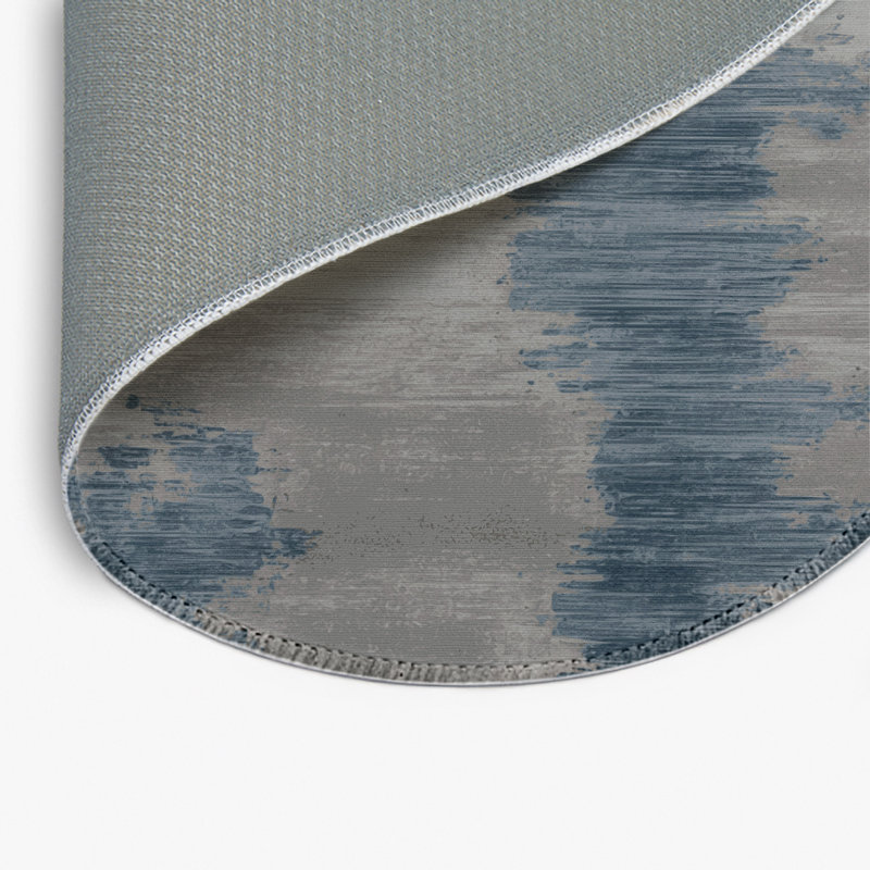 Abstract Gray Indoor and Outdoor Area Rug, Round 5'