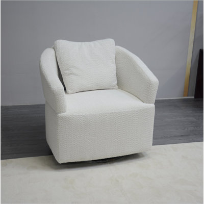 Modern 360 Degree Swivel Sofa Chair, Round Armchairs With High Backrest And Upholstered, Beige Velvet Accent Chair For Living Room,Bedroom, Office, Small Spaces