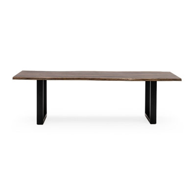 102" Brown And Black Solid Wood And Metal Sled Base Dining Table
