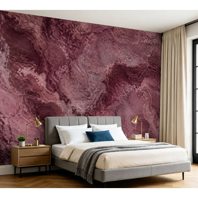 Wall Mural Peel and Stick Wallpaper Maroon Brown Grunge Ombre Marsala Color Pretty Self-Adhesive Removable Contact Paper Wall Decor for Living Room Bedroom 100"H x 144"W