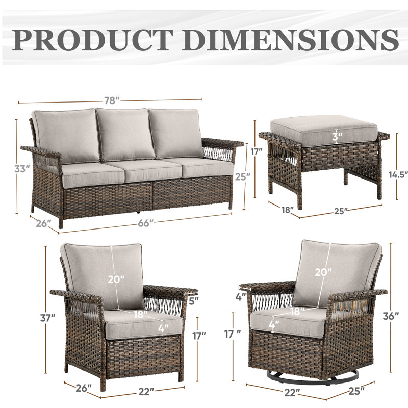 Tapash 9 - Person Patio Conversation Set with Cushions, Beige