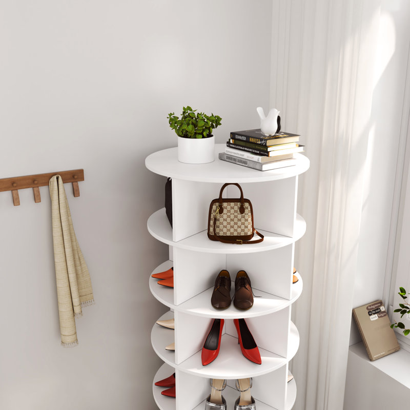 Armoire de rangement pour chaussures à 6 couches 360 °, économisant de l'espace jusqu'à 24 paires, pour un usage familial, facile à assembler, garde-robe blanche et design qui sauve les membres, crée un look élégant