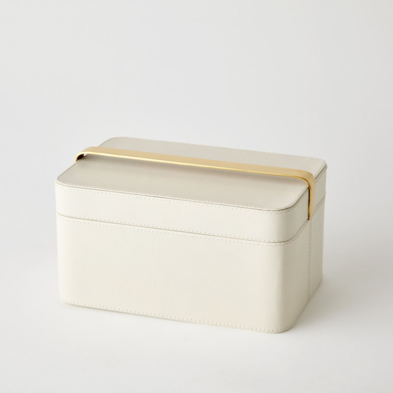 Decorative Box, 7" H x 12.25" W x 8" D, Ivory
