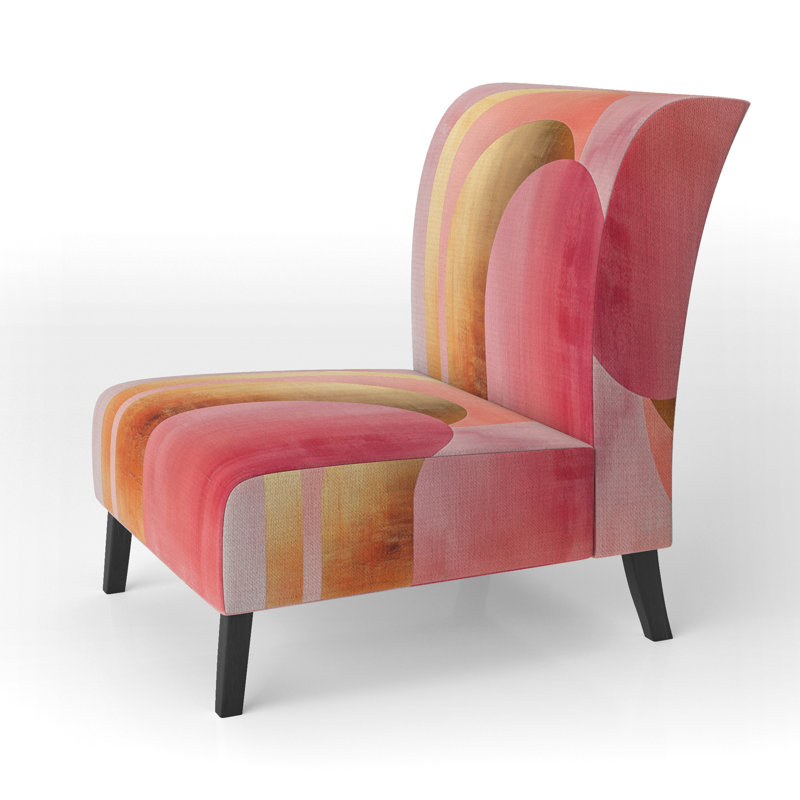 Fauteuil de chambre abstrait et moderne revêtu de tissu d'ameublement abstrait - rosé et doré Arcs IV