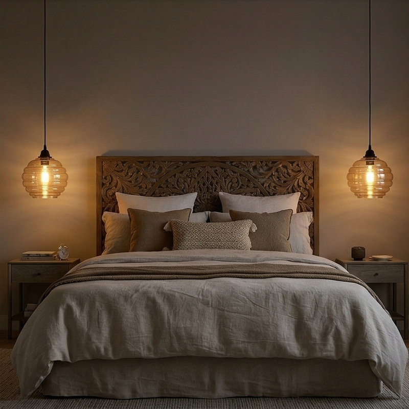 Luminaire suspendu sphère en verre ambré 1 lumière Arden