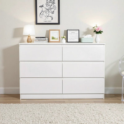 Commode 6 tiroirs blanche: solution de rangement moderne pour la chambre à coucher, le salon et plus encore