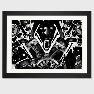 Lyall «Car Engine Front Grayscale», impression