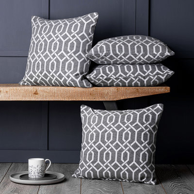 Fulvous Geometric Square Cushion Cover