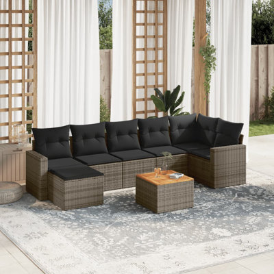 Ensemble de canapé de jardin en rotin PE Vidaxl, acier thermolaqué, bois d'acacia
