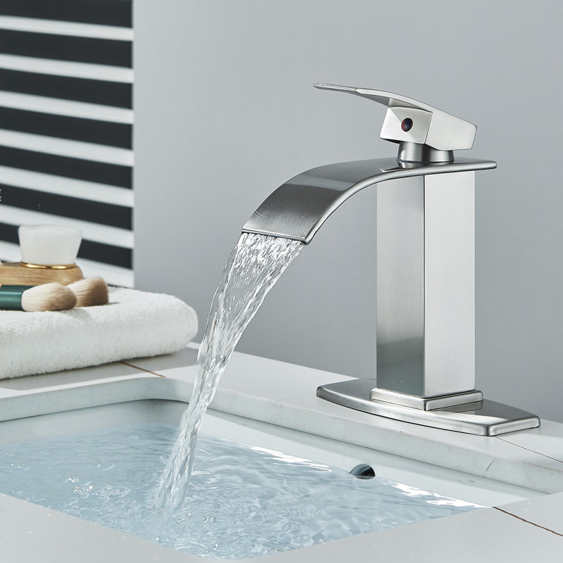 Single-handle Bathroom Faucet with Drain Assembly, Brushed Nickel