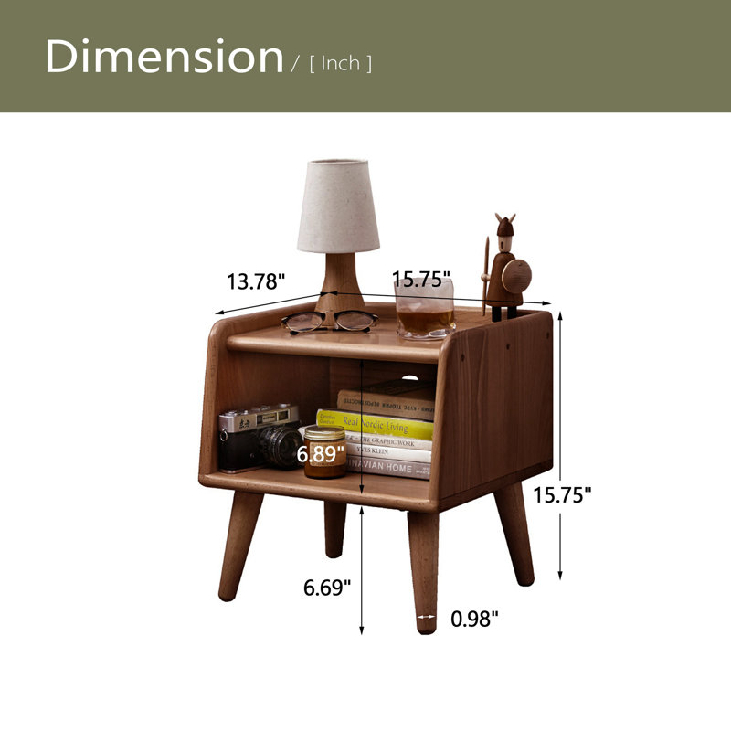 Armoire de chevet en bois massif Pure, Noyer