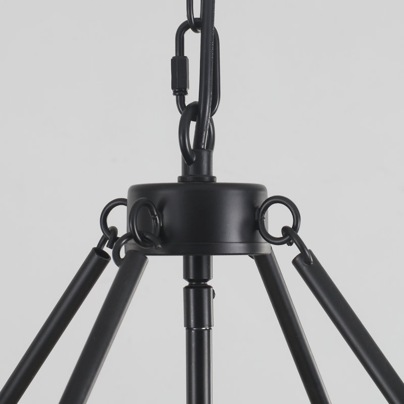 Plafonnier géométrique de ferme à 6 lumières à intensité variable 21,65 po Williston Forge, Noir / Blanc délavé, 6