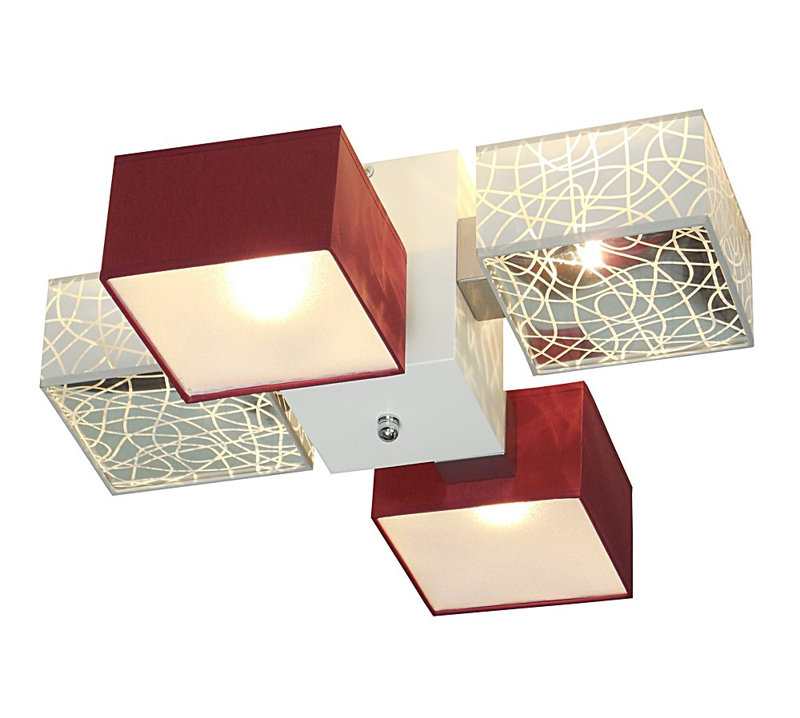 Miranda Semi Flush Mount, Dark Brown, Silver/Burgundy
