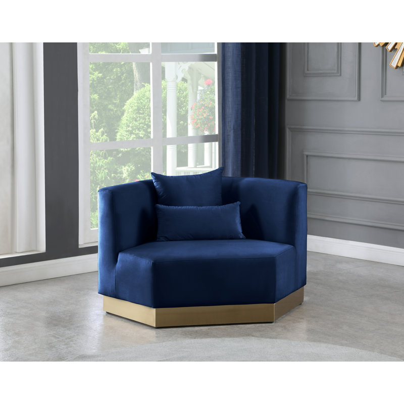 Fauteuil en velours de 47,75 po Marquis, Velours bleu marine