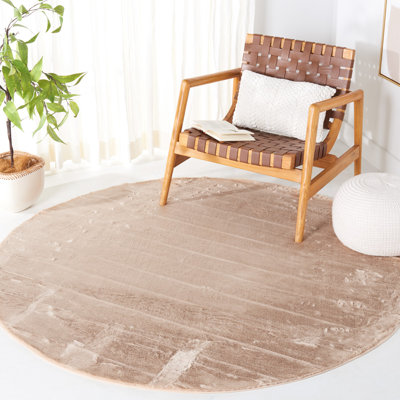 Solid Colour Machine Made Area Rug in Brown