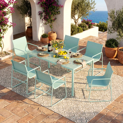 Rectangular 6 - Person 59.3" L Outdoor Restaurant Dining Set