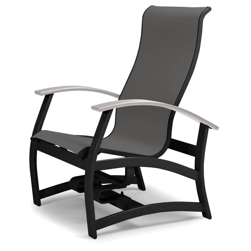 Askar Powder Coated Aluminum Outdoor Lounge Chair, White P50, Titanium Sunbrella®, Textured Desert