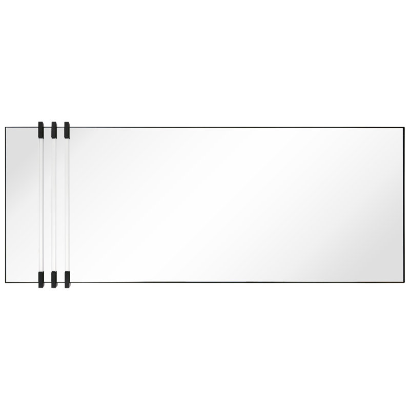 Acrylic Accent Rectangular Mirror Featuring Three Clear Acrylic Accent Rails on a Black Iron Frame