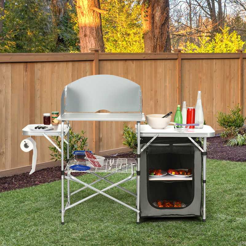 Table de barbecue portative Gymax, gris