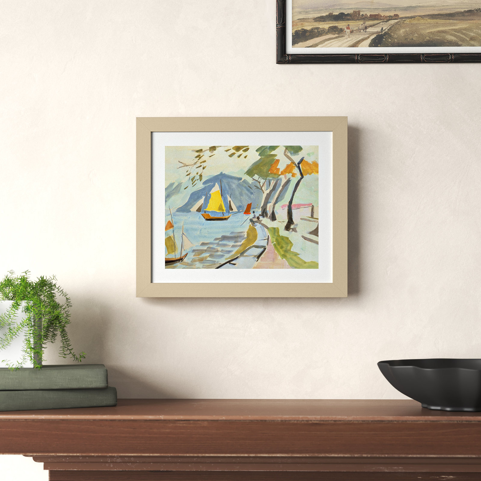 Macau Shoreline Print by Anne Durham, 11" H x 13" W x 1" D, Brown