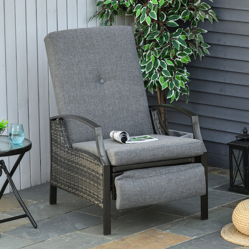 Schunemunk Wicker Outdoor Lounge Chair, Grey