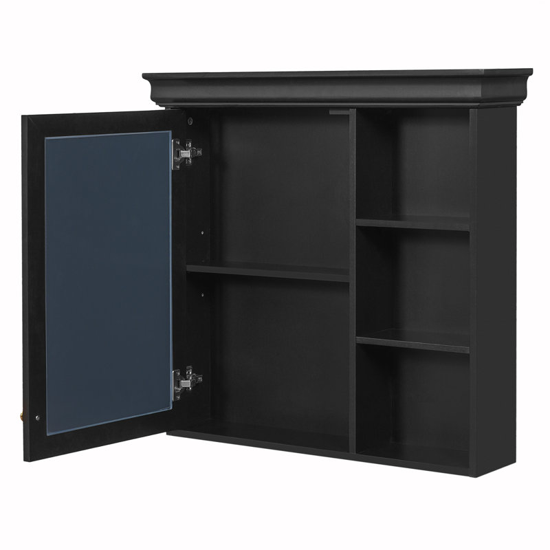 Armoire à pharmacie de salle de bain avec miroir, Noir