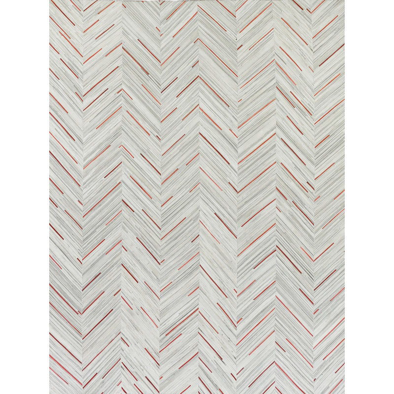 Natural Hide Cowhide Chevron Area Rug, Rectangle 5' x 8'