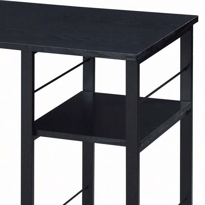 2-Shelf Rectangular Writing Desk, Black, 28.5" H x 47.5" W x 19.5" D
