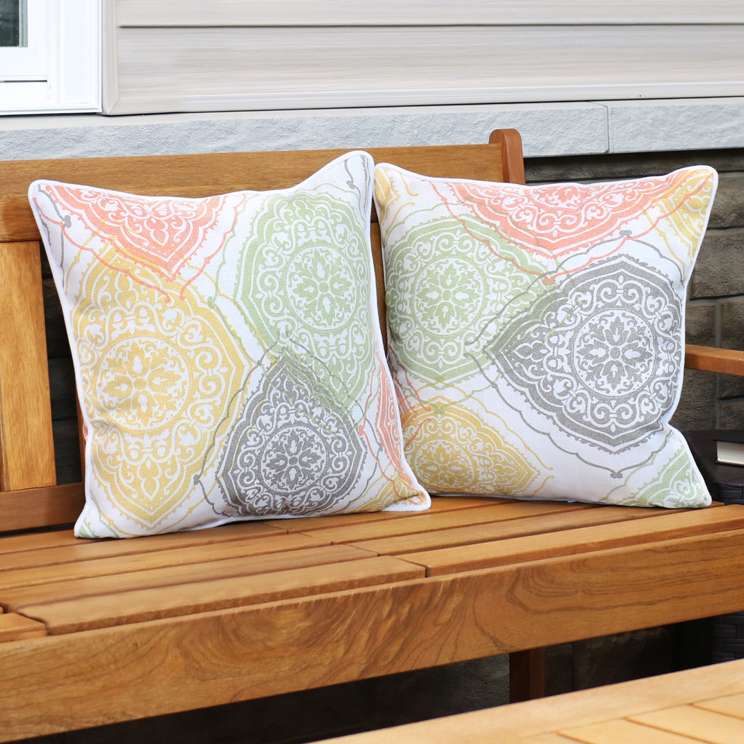 16" x 16" Polyester Square Outdoor Throw Pillows (Set of 2) SunnyDaze Decor 