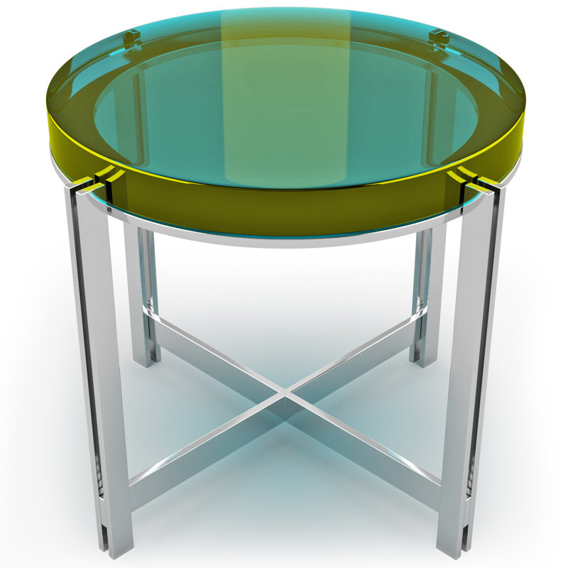 Candy Coffee Table, 17.7" H x 27.5" L x 27.5" W, Army Green/Chrome