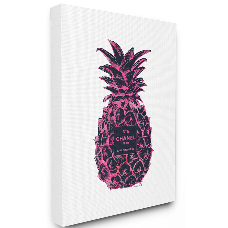 « mode motif d’ananas rose noir », impression, Toile tendue, H 40 po x l 30 po