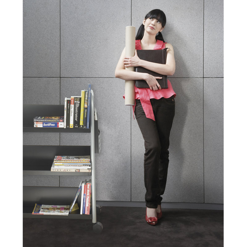 Safco Black Double-Sided Steel Book Cart with 6 Shelves