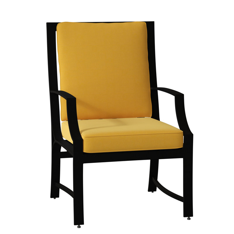 Seal Cove Outdoor Dining Armchair, Impact Vapor Gray Sunbrella®, Textured Black
