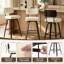 Tabouret de bar pivotant, tabourets de comptoir rembourrés de style moderne Mid-Century de 29 po avec dossier courbé et pieds en bois massif-573254408-573254411